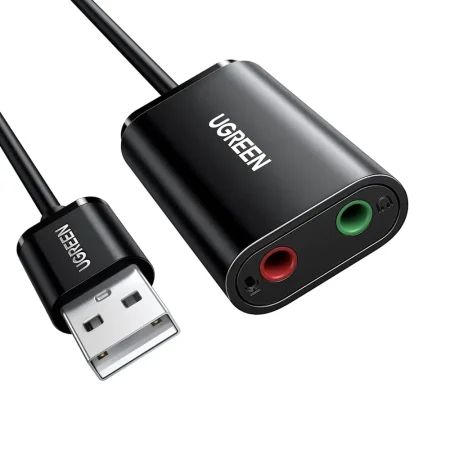 UGREEN 30724 USB-A to 3.5mm External Stereo Sound Adapter Black 15cm